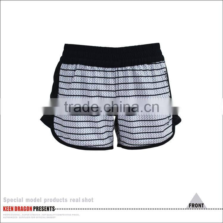 2016 NEW CROSSFIT BLACK AND WHITE STRIPE WOMENS' MMA SHORTS
