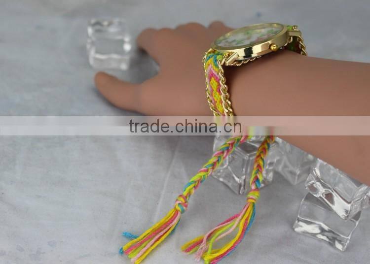 2015 DIY handmade braided rope watch Korean exquisite rainbow bracelet watch