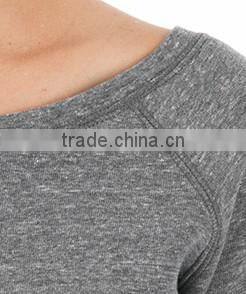 Juniors Tri-blend Wideneck Sweatshirt Lightweight Plain Crewneck Sweatshirt Women Raglan Long Sleeve Sweatshirt Hoodie OEM