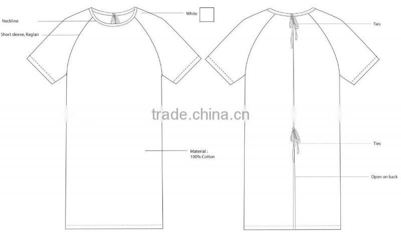 High quality 100 cotton material printing pattern patient gown for hospital unisex use