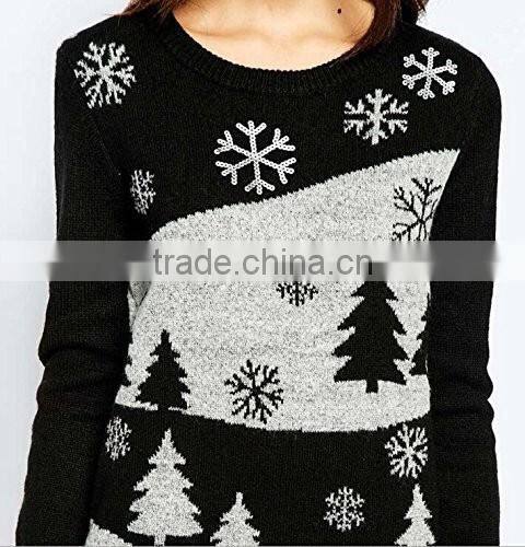 Ugly Christmas knitted Pullover cotton crew neck Sweater For women on 2016