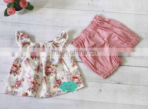 Boutique Summer Long Sleeve 2 Pieces Outfits Ruffle Vintage Dress Girl Clothes Set