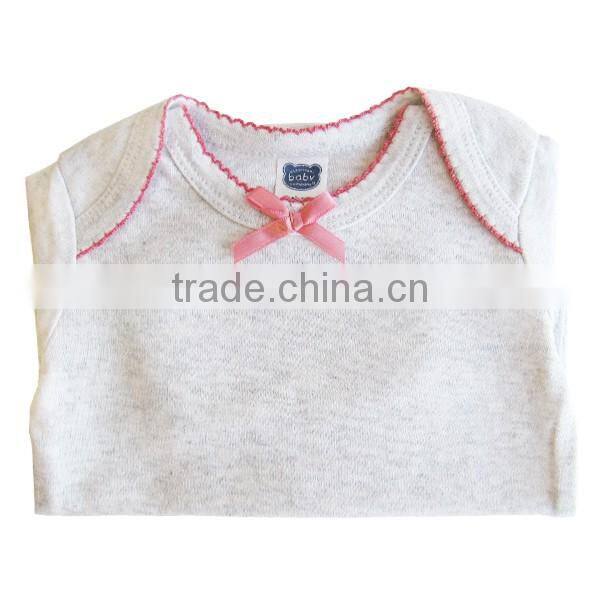 2017 Spring Baby Girls Clothes Solid Gray Newborn Baby Bodysuit With A Bow On The Neck Girls Baby Romper