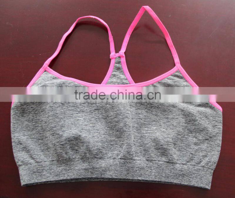seamless grey melange double layer sexy sports bra