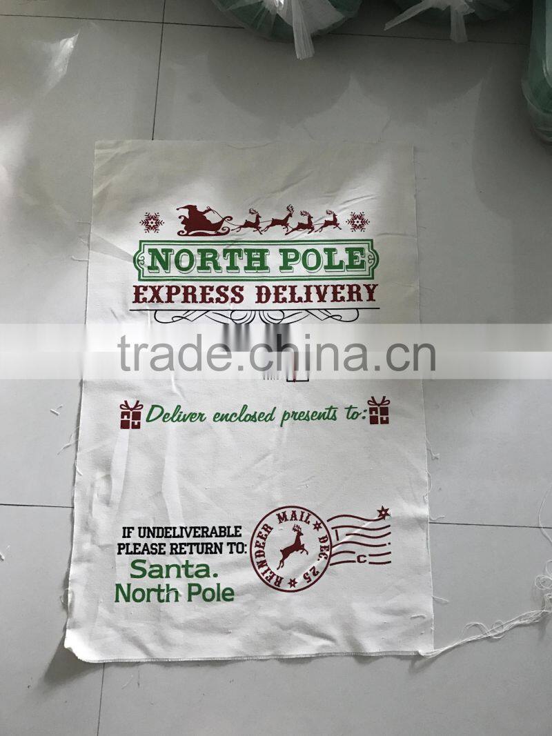 Wholesale Christmas Canvas Santa Sack With Red Drawstring
