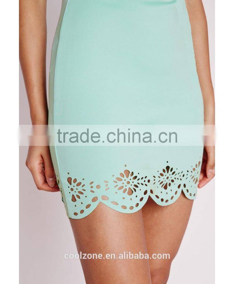 Fashion laser cut scalloped party dresses short party dress 2015