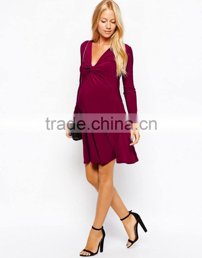Maternity Exclusive Swing Dress With Twist Front