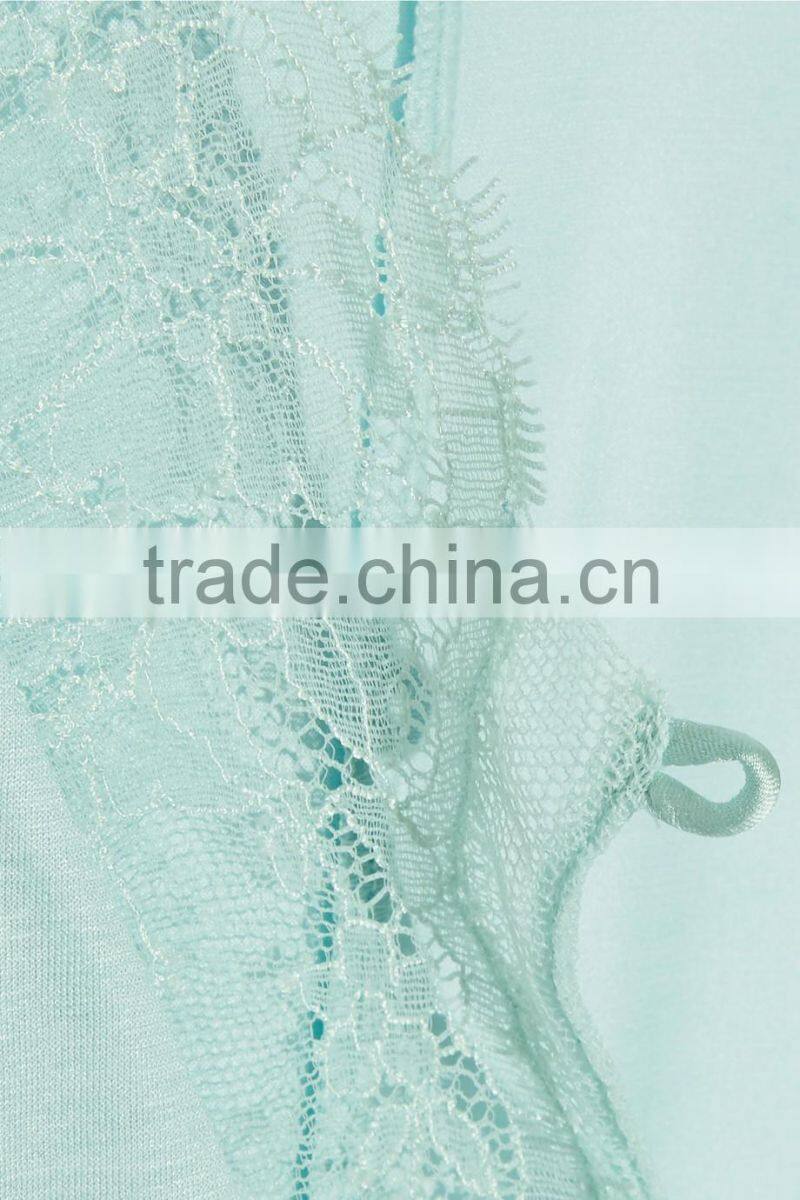 High Quality Silk Made Sexy One Piece Nightdress with Lace Trims