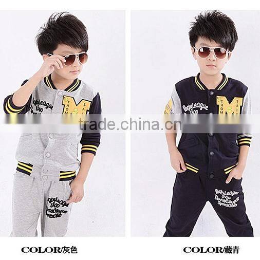 Fashion New New Style Boys Clothing Set Kids Letter M 2 pcs Cotton Coat And Child Pants For Fall And Winter Wear