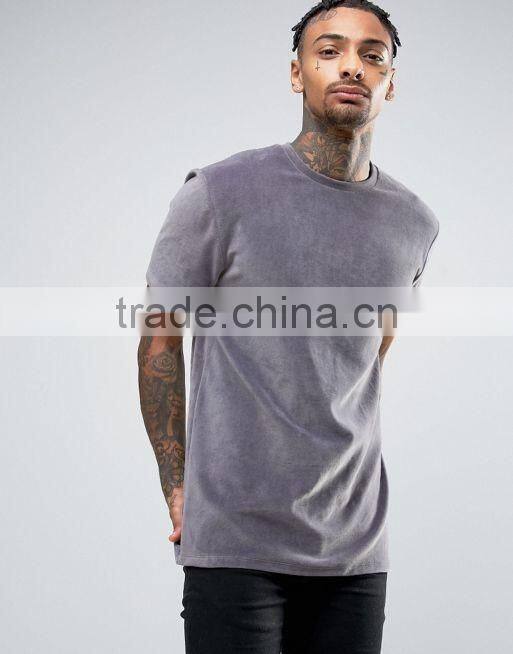 Men's Longline T-Shirt In Heavy Velvet