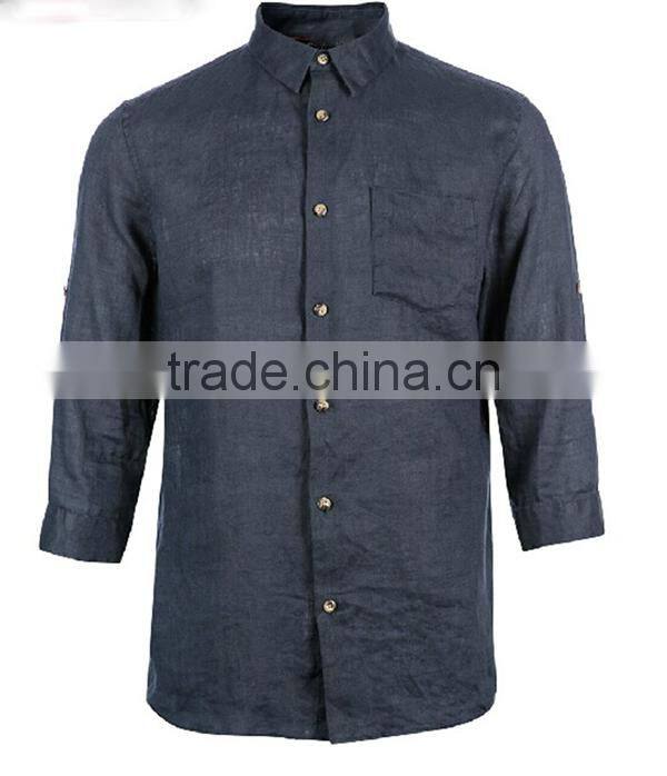 2017 CUSTOM ONE POCKET LINEN CASUAL MEN SHIRT