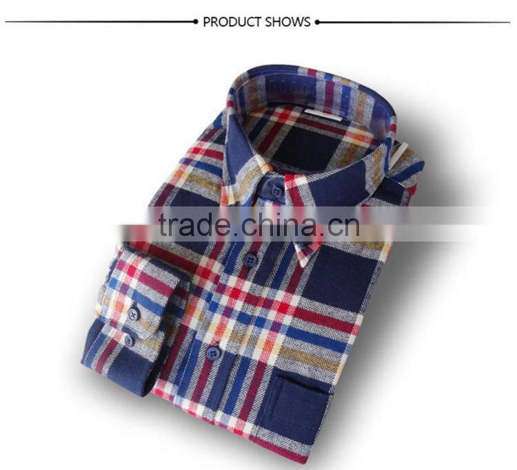 2015 new Brand Autumn Flannel mens plaid warm fashion shirt