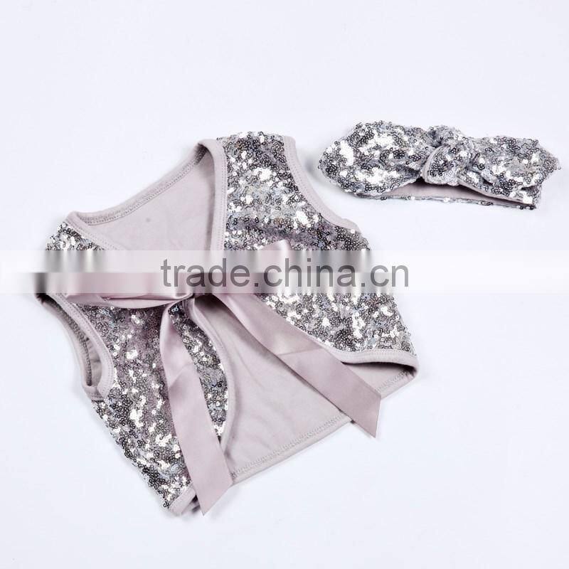 New design high quality hot girl wear organic cotton Christmas Sequin Top vest baby sequins safe no rash sleeveless vest