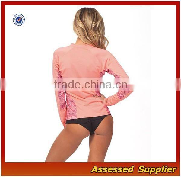 Red Sun Protective Wholesale/Sportswear Manufacturer Women Long Sleeve Rush Guard/---AMY164287