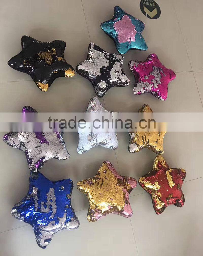 Newest Hot Selling Home Decorative Star Shaped Two-color Toned Reversible Sequin Pillows