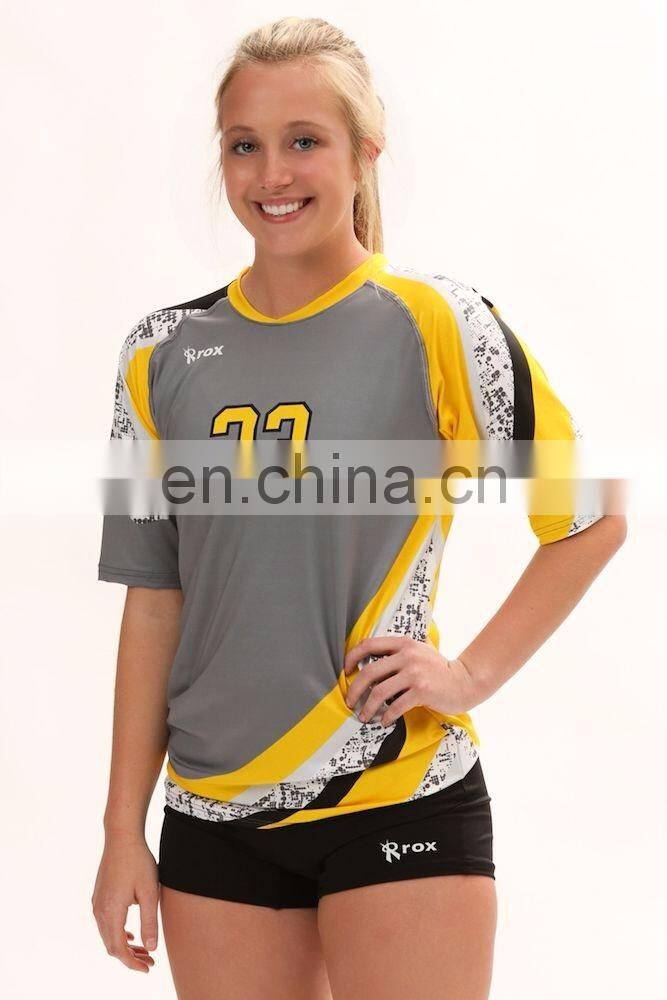 High five short sleeve solid volleyball Jersey,design Custom baseball uniform,team work volleyball uniforms