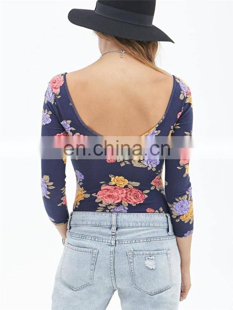 2016 Bodysuit Floral Printed Apparel for Women bodysuit cheap female clothing