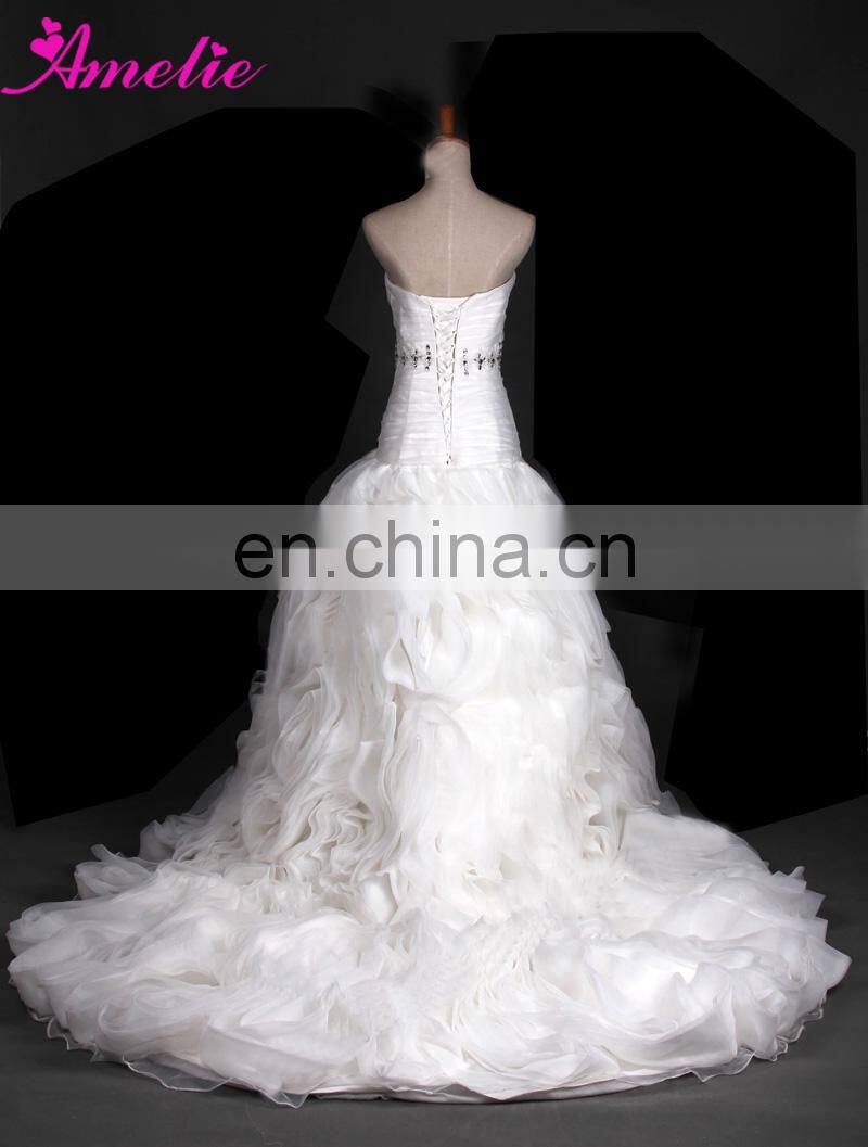 Real Sample Wedding Dress Organza Ruffles Skirt