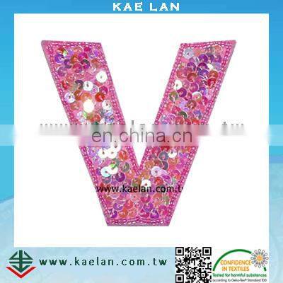 Custom sequin English letter embroidery patch