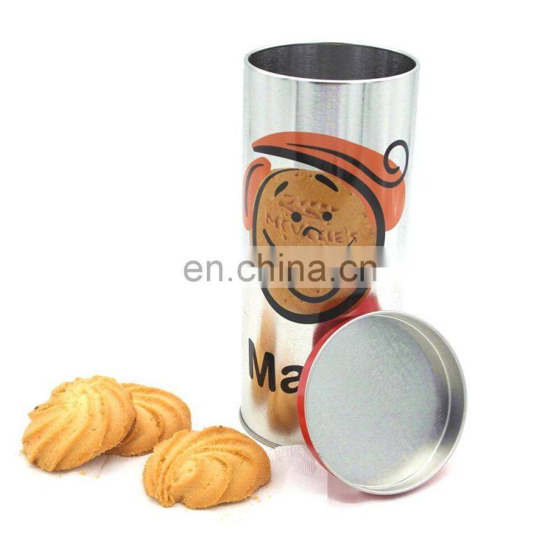Food grade round cookie biscuit tin cans with lid wholesale