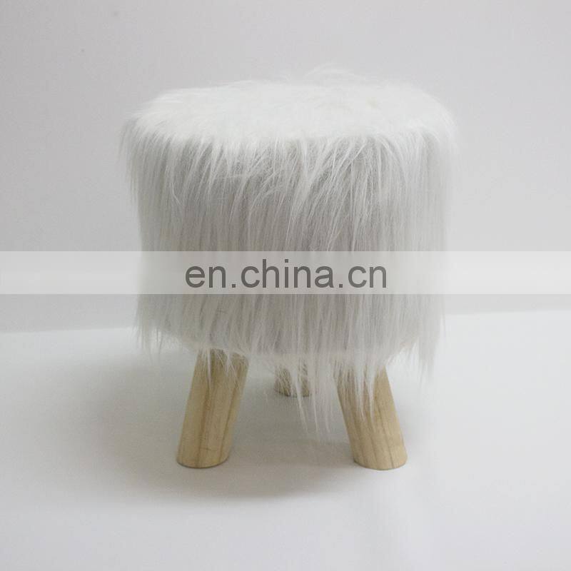 Manufacturer custom modern fabric round faux fur ottomans stool