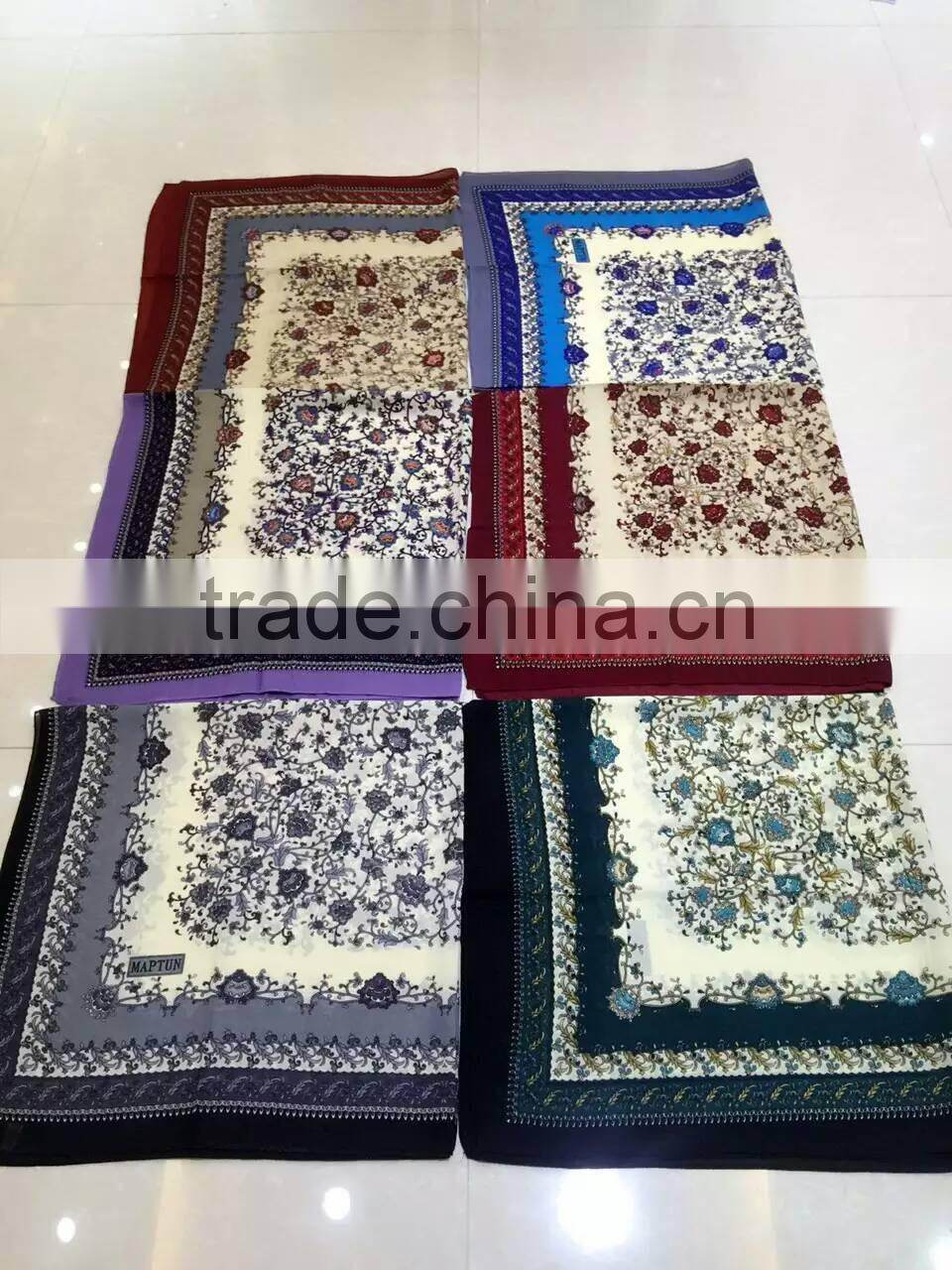 latest design fashion muslim square silk hijab 110*110cm (Very beautiful,not slide)