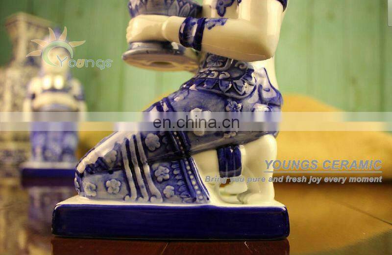 2013 special large hand maded antique blue and white ceramic candle holders made in Jingdezhen