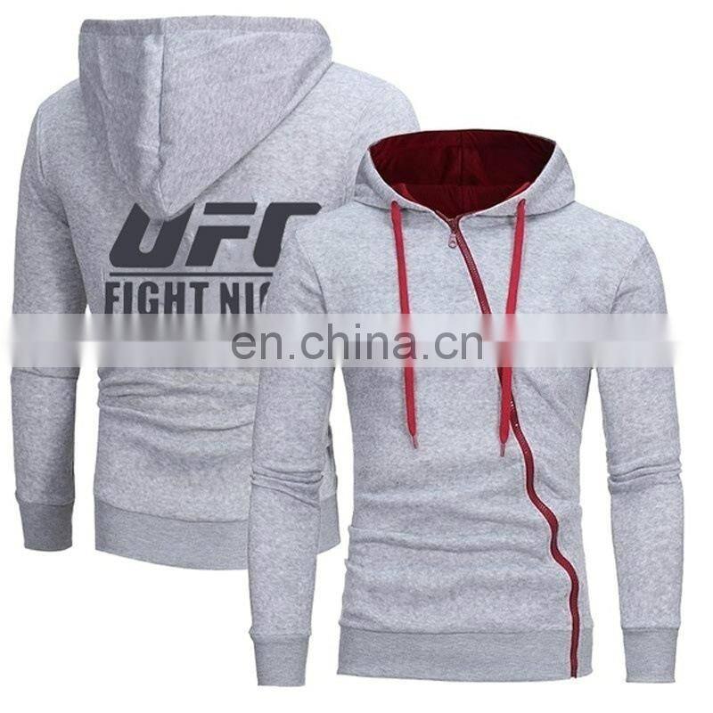 S-5XL 100%polyester Spring and autumn new men's printed UFC long sleeve hooded casual sports zipper sweater coat