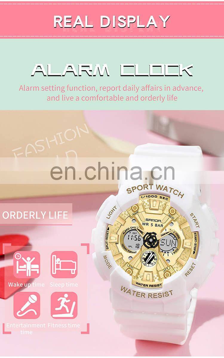 SANDA 6068 Women's Watches Multifunction Military Quartz Digital Wristwatch Casual Clock watches digitals