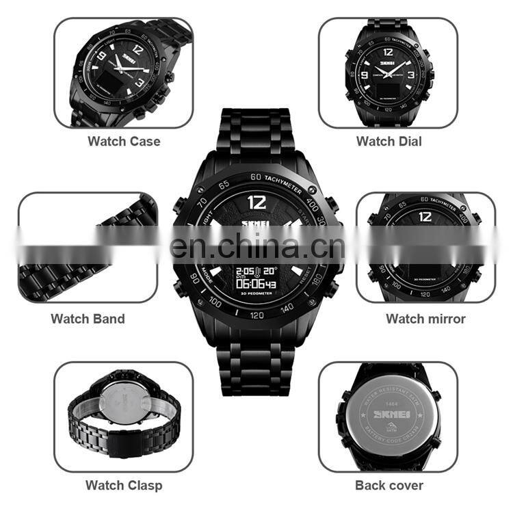 SKMEI 1464 Minimalist Analog Digital Men Business Watches Stainless Steel OLED Display Compass Sports Watch