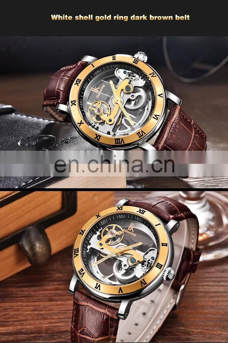 IK Colouring 98399G Luxury Automatic Self-Wind Man Watch Mechanical Skeleton Wristwatch Relogio Masculino