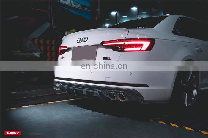 Runde Perfect Fitment For 2017-2019 Audi A4 S5 B9 Upgrade CMST Style Carbon Fiber Front Lip Rear Diffuser Body Kit