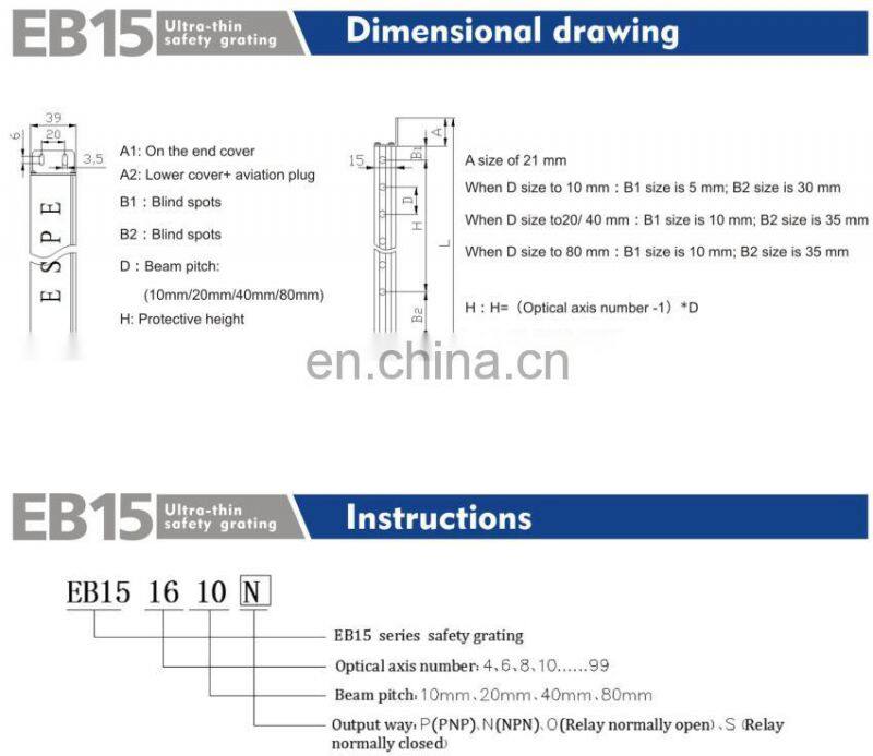 Photoelectric Infrared Safety Light Curtain Sensors EB15 0620