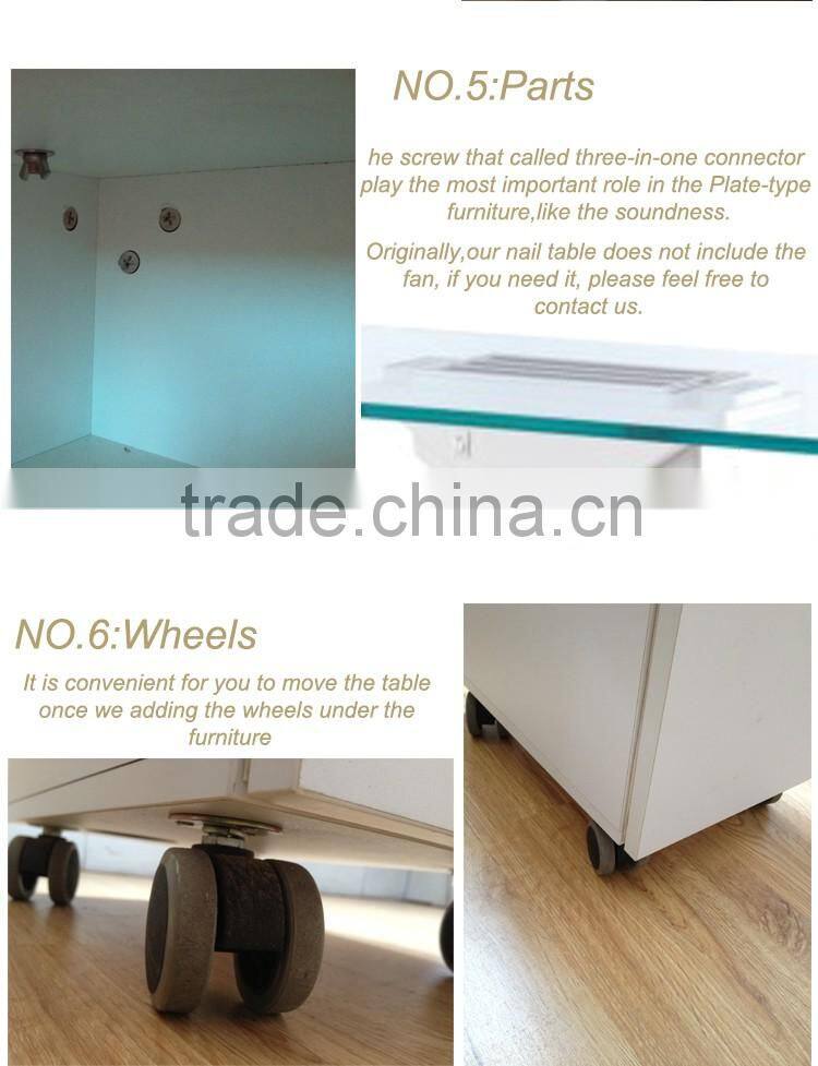 glass top nail table with handrest