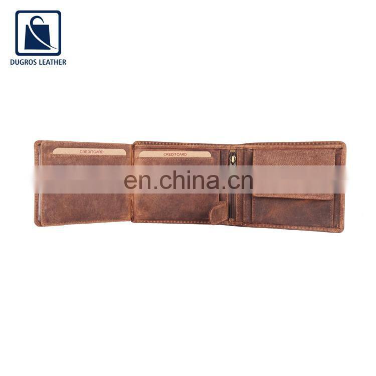 Open Closure Type Polyester Lining Material Buff Antique Fitting Wholesale Men Genuine Leather Wallet/ Men Wallet