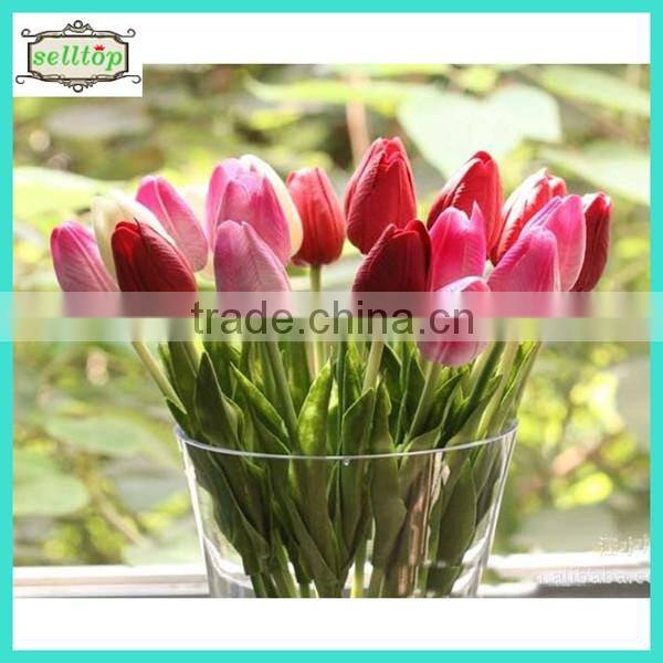 34cm mini pu real touch artificial orange tulips