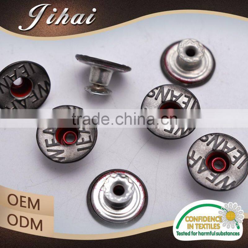 Garment Accessory Denim Moving Jean Jacket Custom Shank Metal Button For Jeans