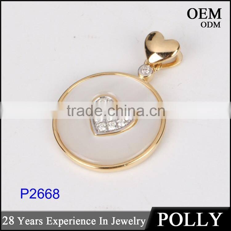 OEM fashion 925 sterling silver heart shape shell good plating pendant jewelry