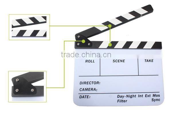 Director Video Acrylic Clapboard Dry Erase TV Film Movie Clapper Board with While Sticks