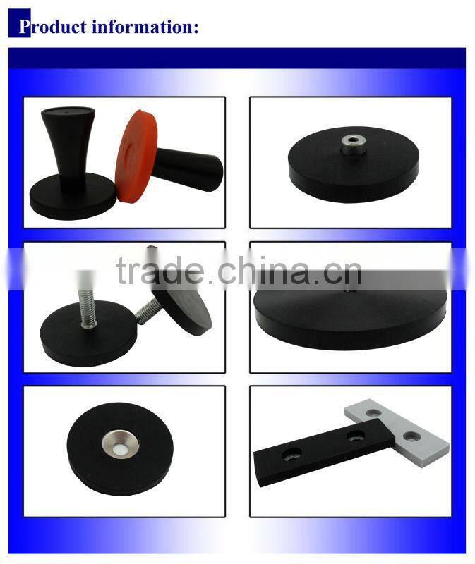 Rubber Coated Magnet with thread rod, strong pulling force