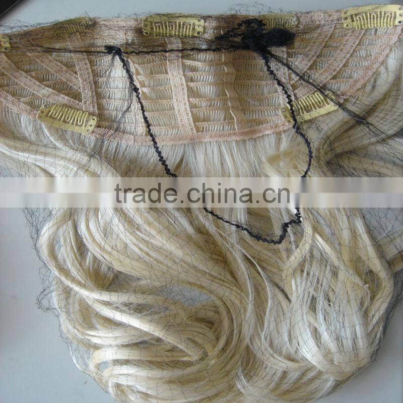 Blonde color clips in half wig