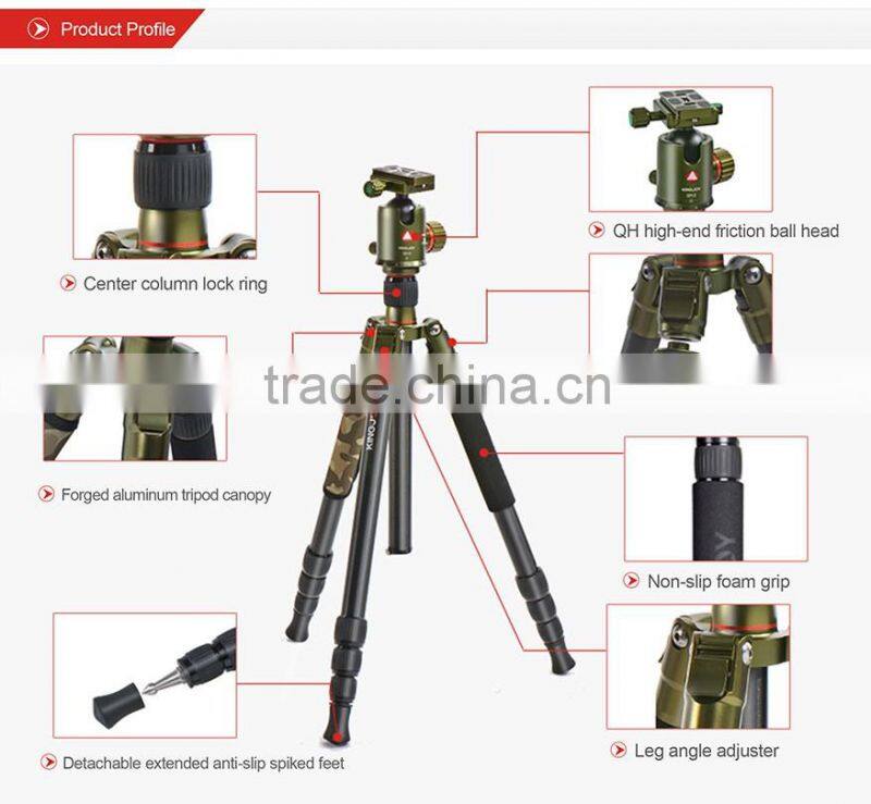 Kingjoy 2016 hot sell new products,carbon fiber monopod tripod for camera K2208+QH20