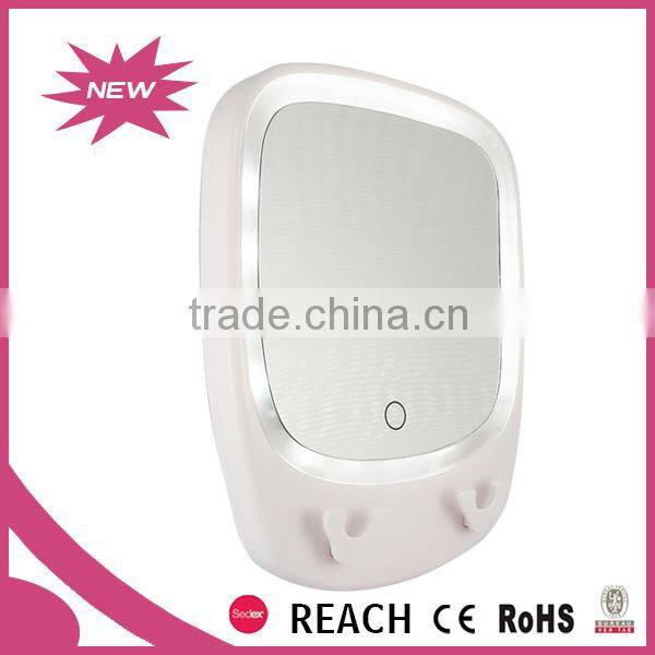 Stick on wall fogless shower mirror shaving mirror , 3x magnifying lighted bathroom wall mirror