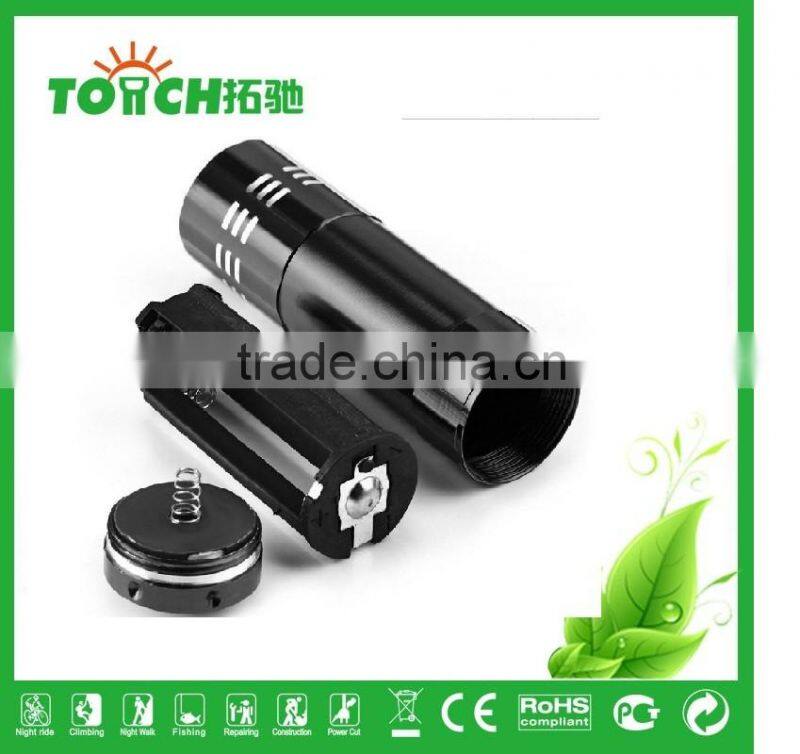 Aluminum Alloy Camping Mini 9 LED flashlight waterproof 9 leds flash light emergency flashlight for 3*AAA Battery