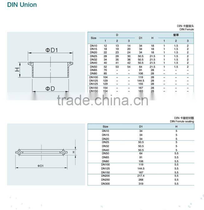 sanitary stainless steel welded sms union 304/316l
