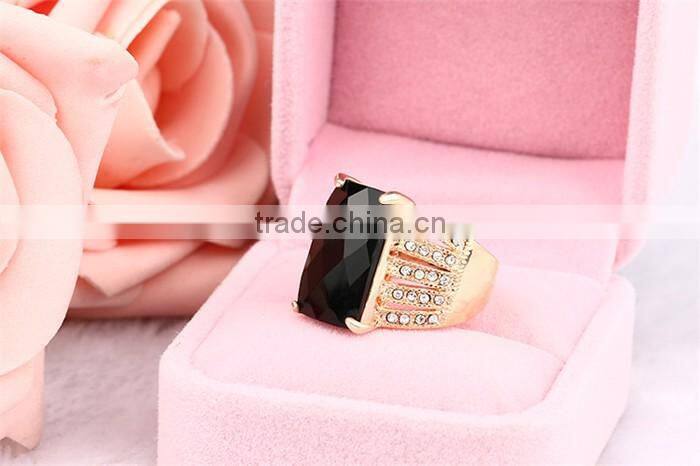 1 dollar items zinc alloy black gemstone single stone gold ring for women