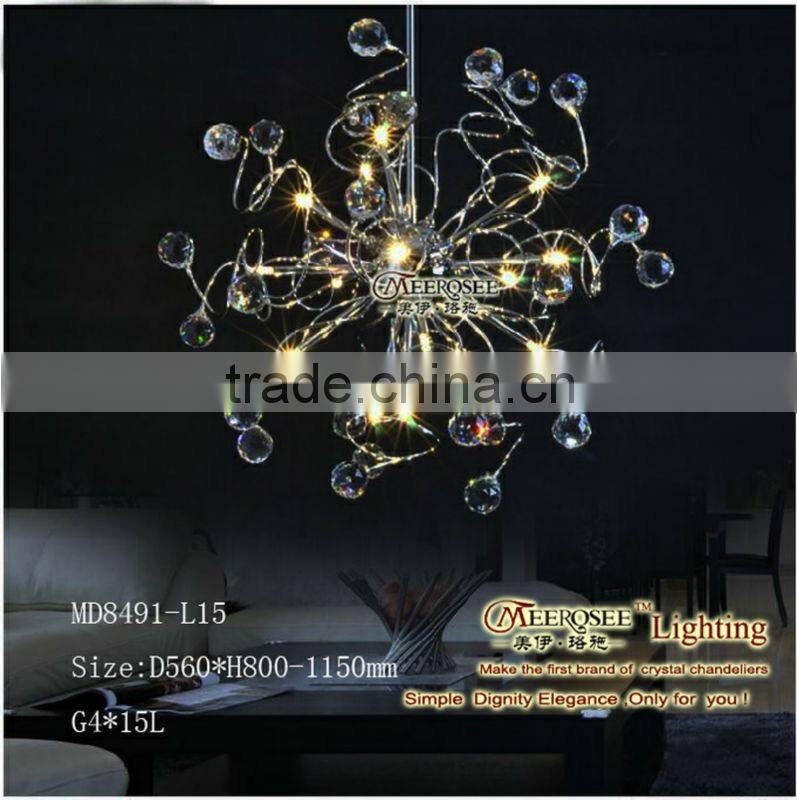 2014 Luxury Crystal Chandelier Chrome Chandelier Lights Crystal Light Fixture MD8491 L15