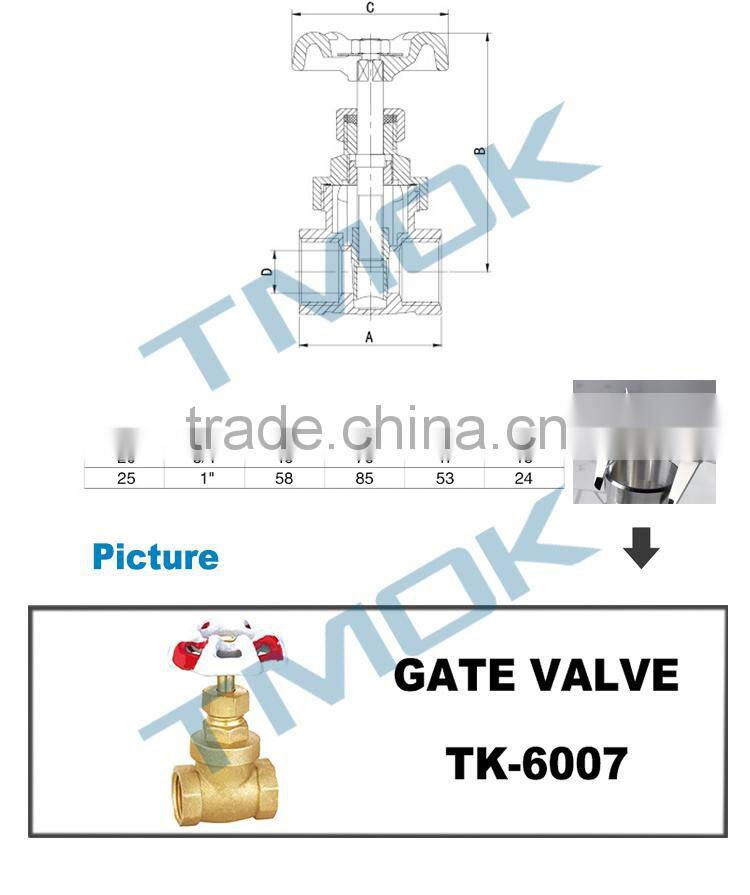 stem gate valve brass material heavy/light type prolong thread flexible wedge gate valve