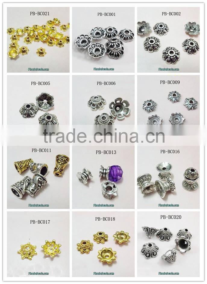 Wholesale 9mm DIY Jewelry Accessories Gold Alloy Flower Bead Spacer PB-BC018