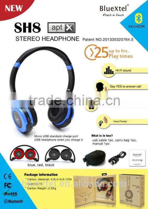 china bluetooth headset 2014 wireless headphones for laptop New bluetooth headset patent, Anti-Noise Wireless BT Headset SH8